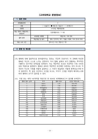 2025학년도 고려대학교 수시 계열적합전형 인문 오후 표지