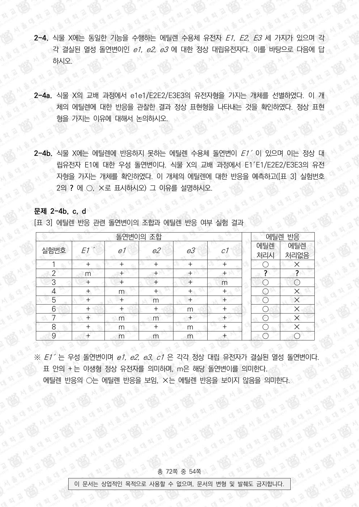 2022학년도 서울대학교 수시 일반전형 면접 및 구술고사 생명과학 8쪽