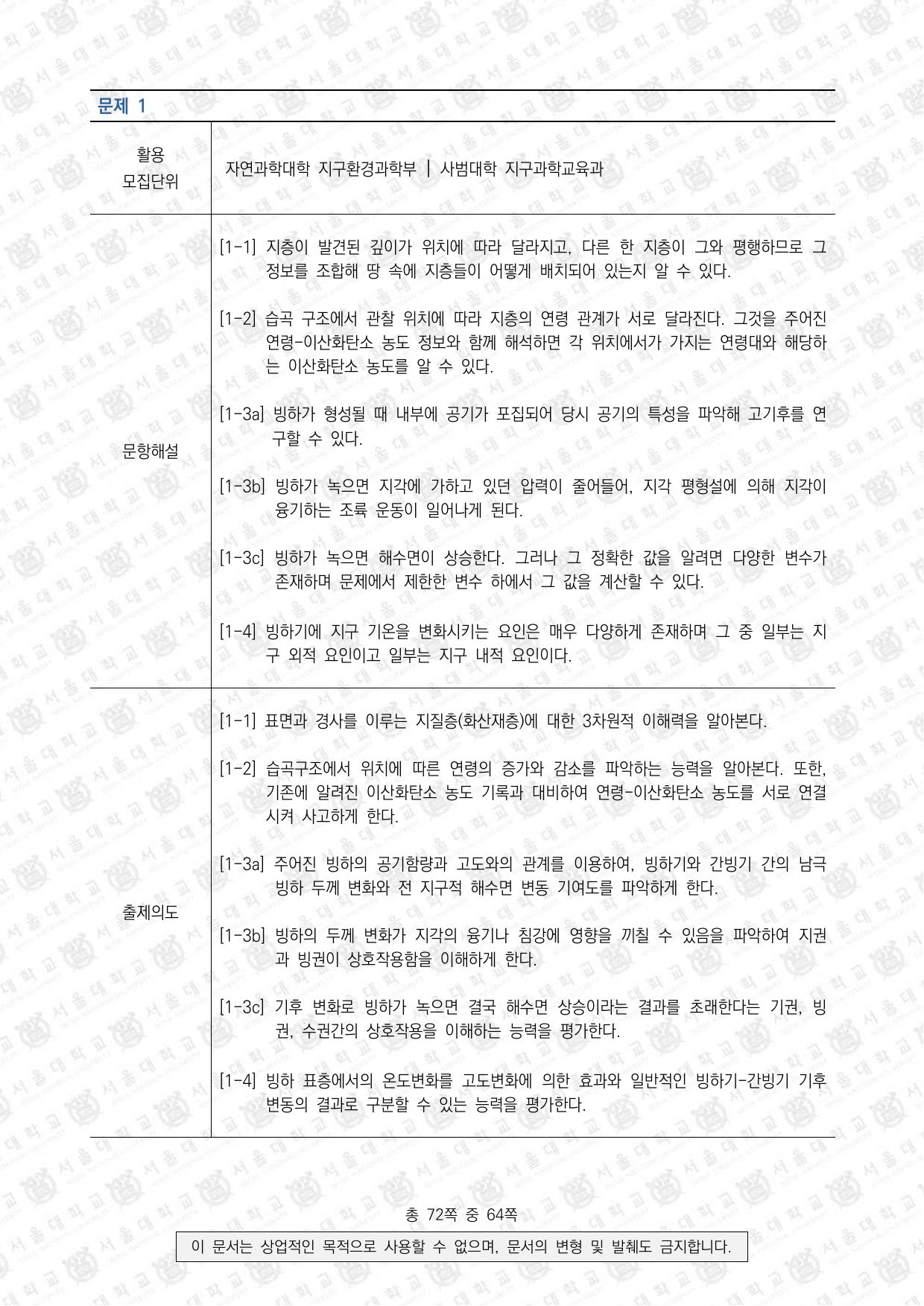 2022학년도 서울대학교 수시 일반전형 면접 및 구술고사 지구과학 6쪽