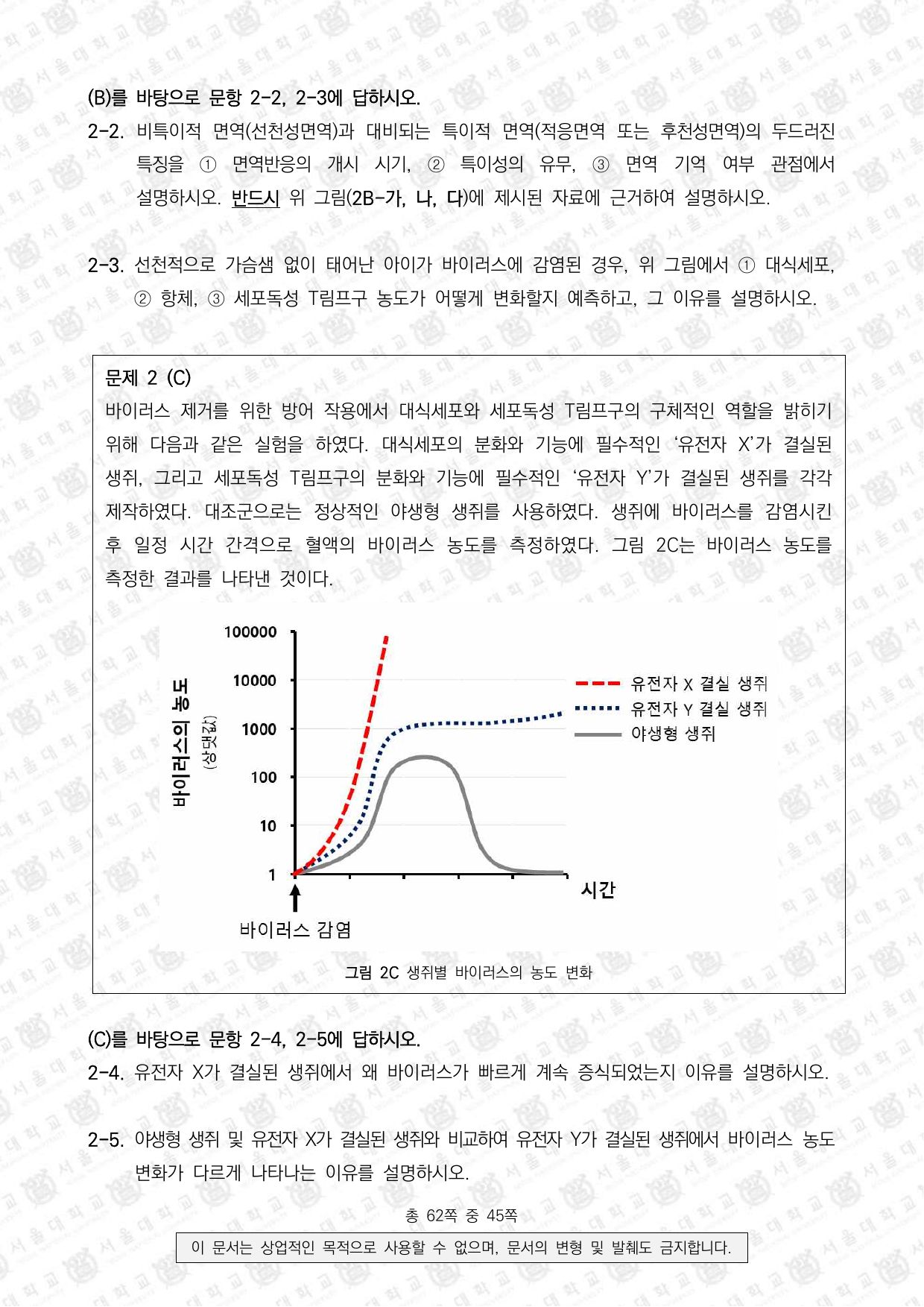 2023학년도 서울대학교 수시 일반전형 면접 및 구술고사 생명과학 7쪽