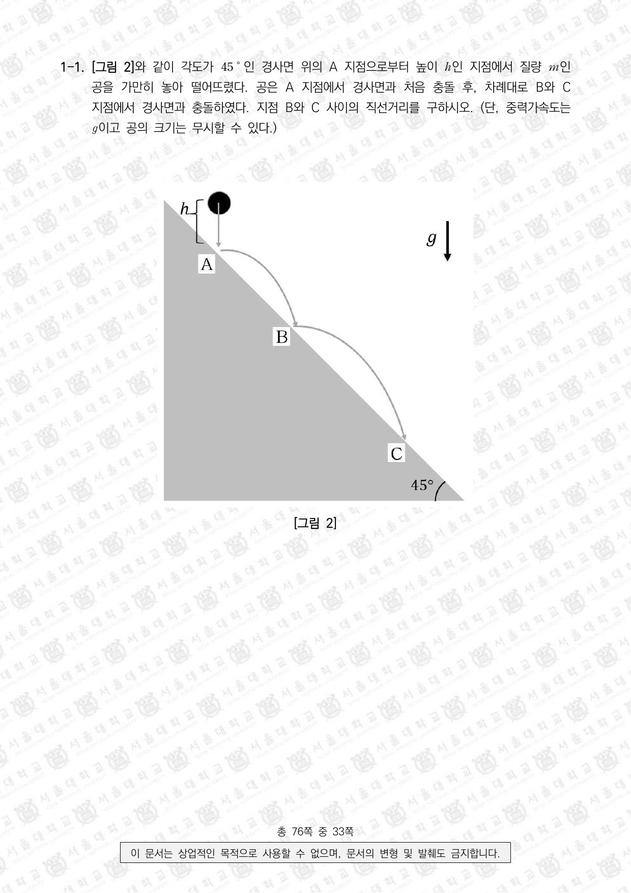 2024학년도 서울대학교 수시 일반전형 면접 및 구술고사 물리학 2쪽
