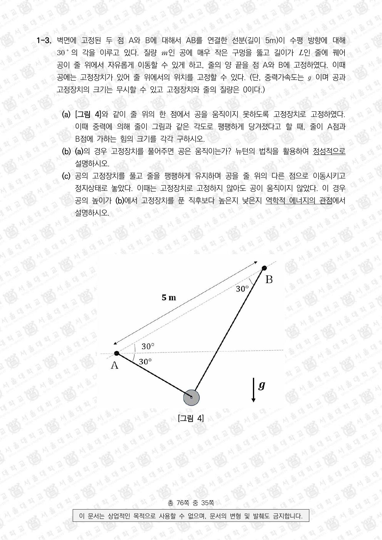 2024학년도 서울대학교 수시 일반전형 면접 및 구술고사 물리학 4쪽