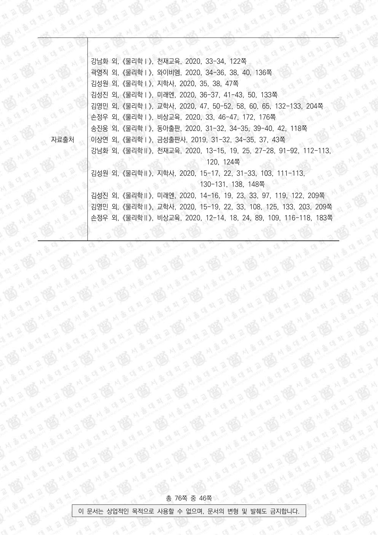 2024학년도 서울대학교 수시 일반전형 면접 및 구술고사 물리학 15쪽