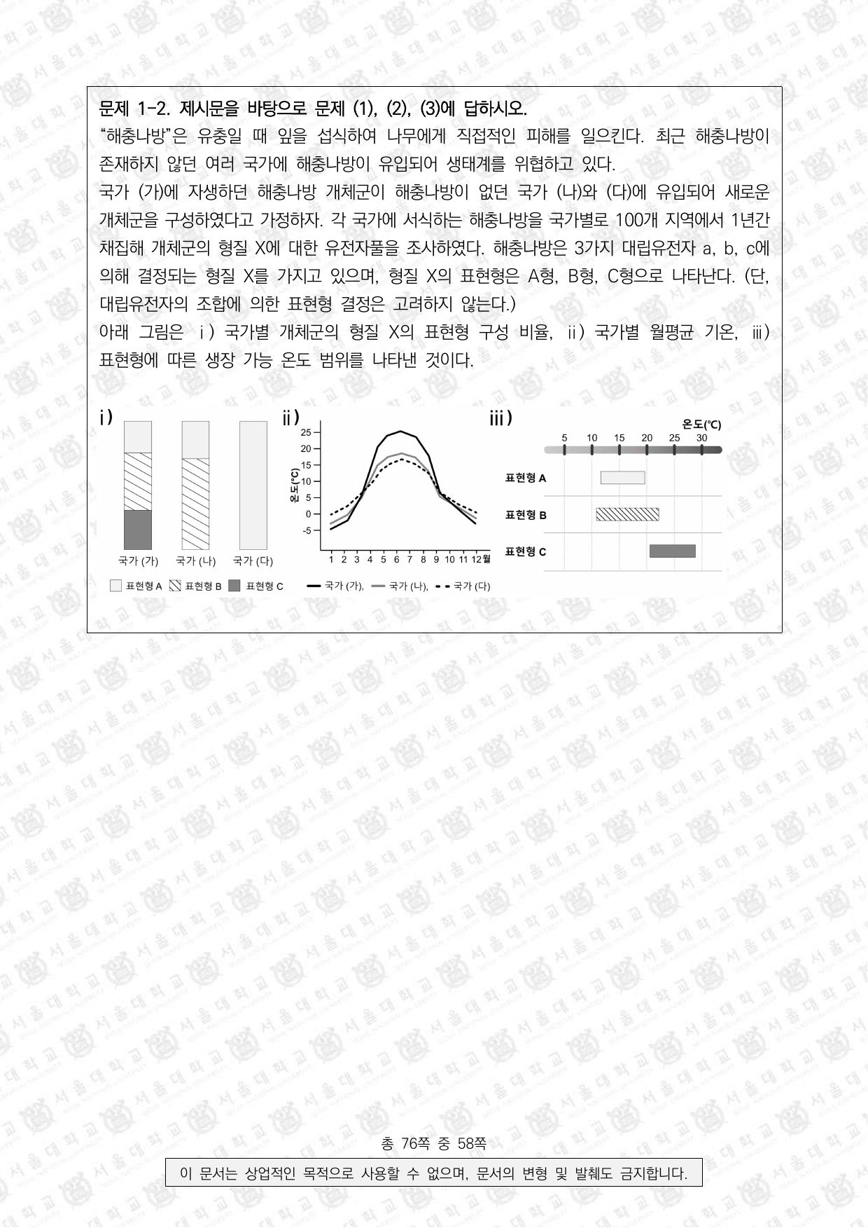2024학년도 서울대학교 수시 일반전형 면접 및 구술고사 생명과학 2쪽