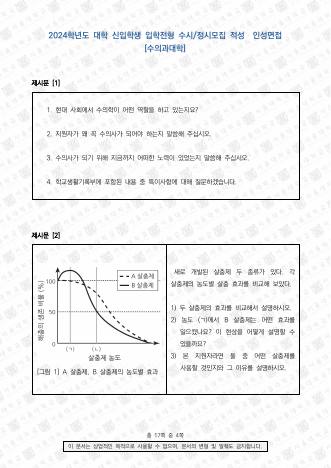 2024학년도 서울대학교 적성·인성면접 수의과대학 표지