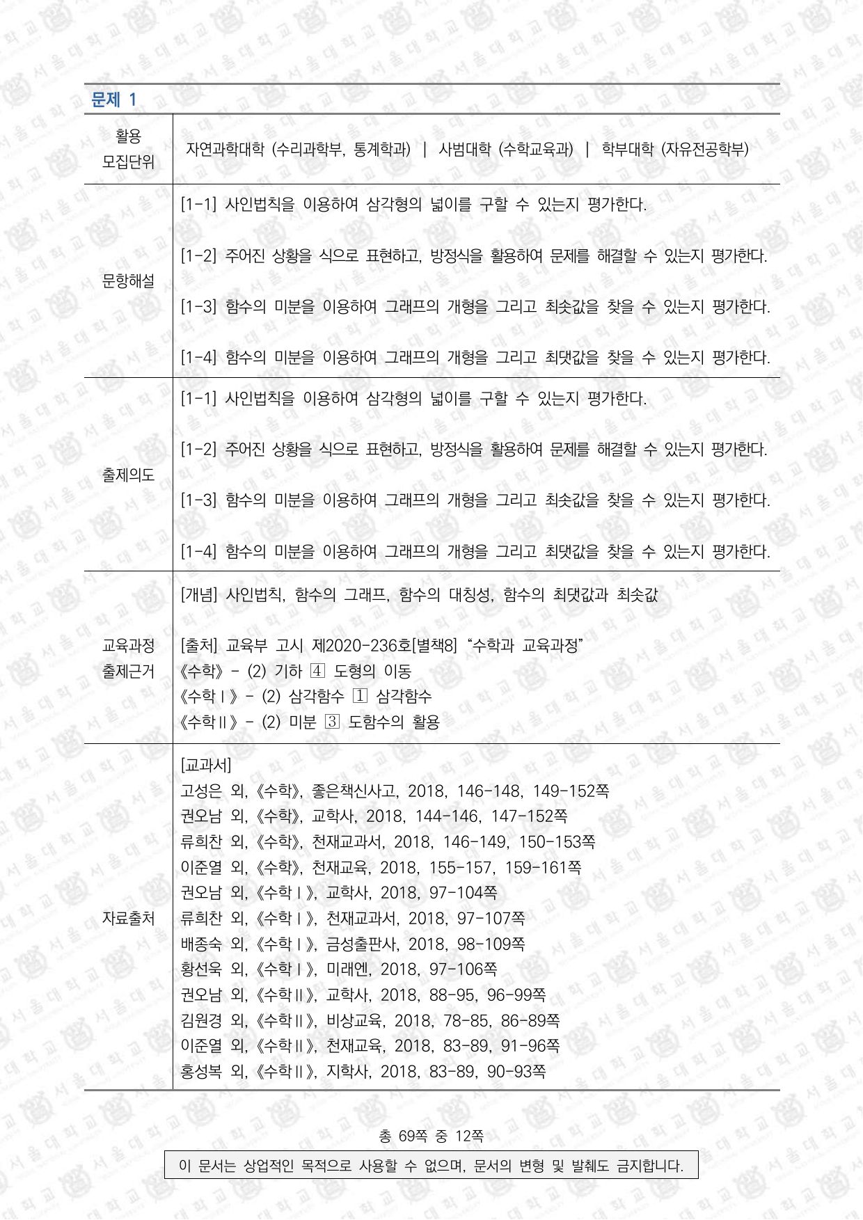 2025학년도 서울대학교 수시 일반전형 면접 및 구술고사 수학 A 3쪽