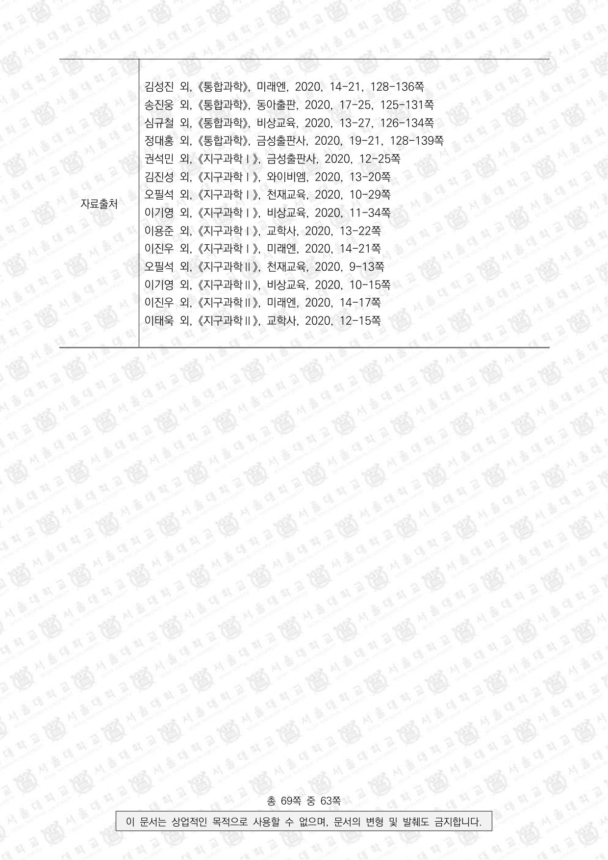 2025학년도 서울대학교 수시 일반전형 면접 및 구술고사 지구과학 10쪽