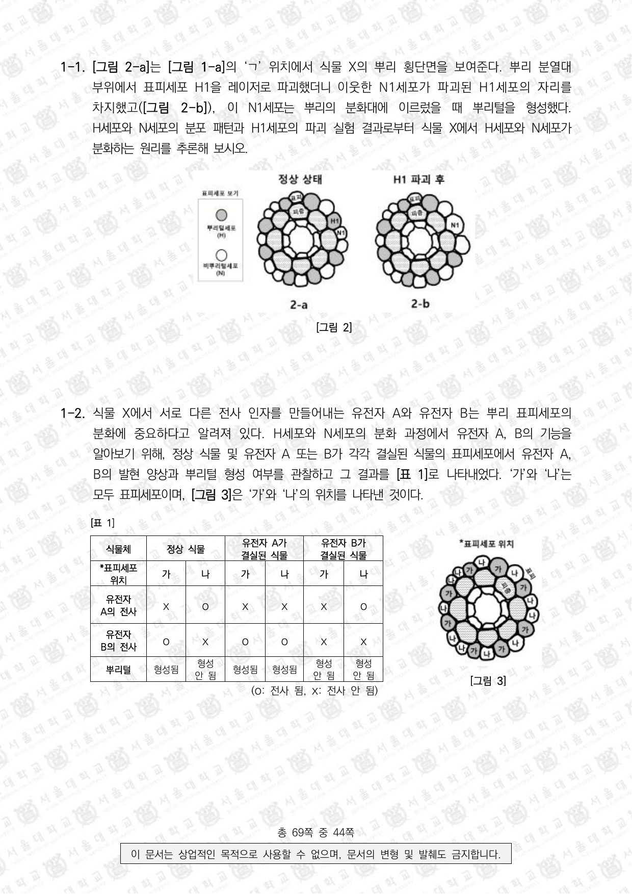 2025학년도 서울대학교 수시 일반전형 면접 및 구술고사 생명과학 2쪽