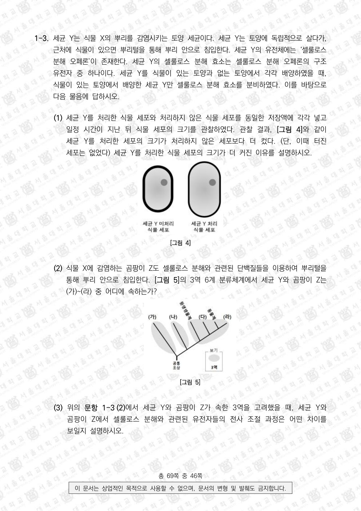 2025학년도 서울대학교 수시 일반전형 면접 및 구술고사 생명과학 4쪽