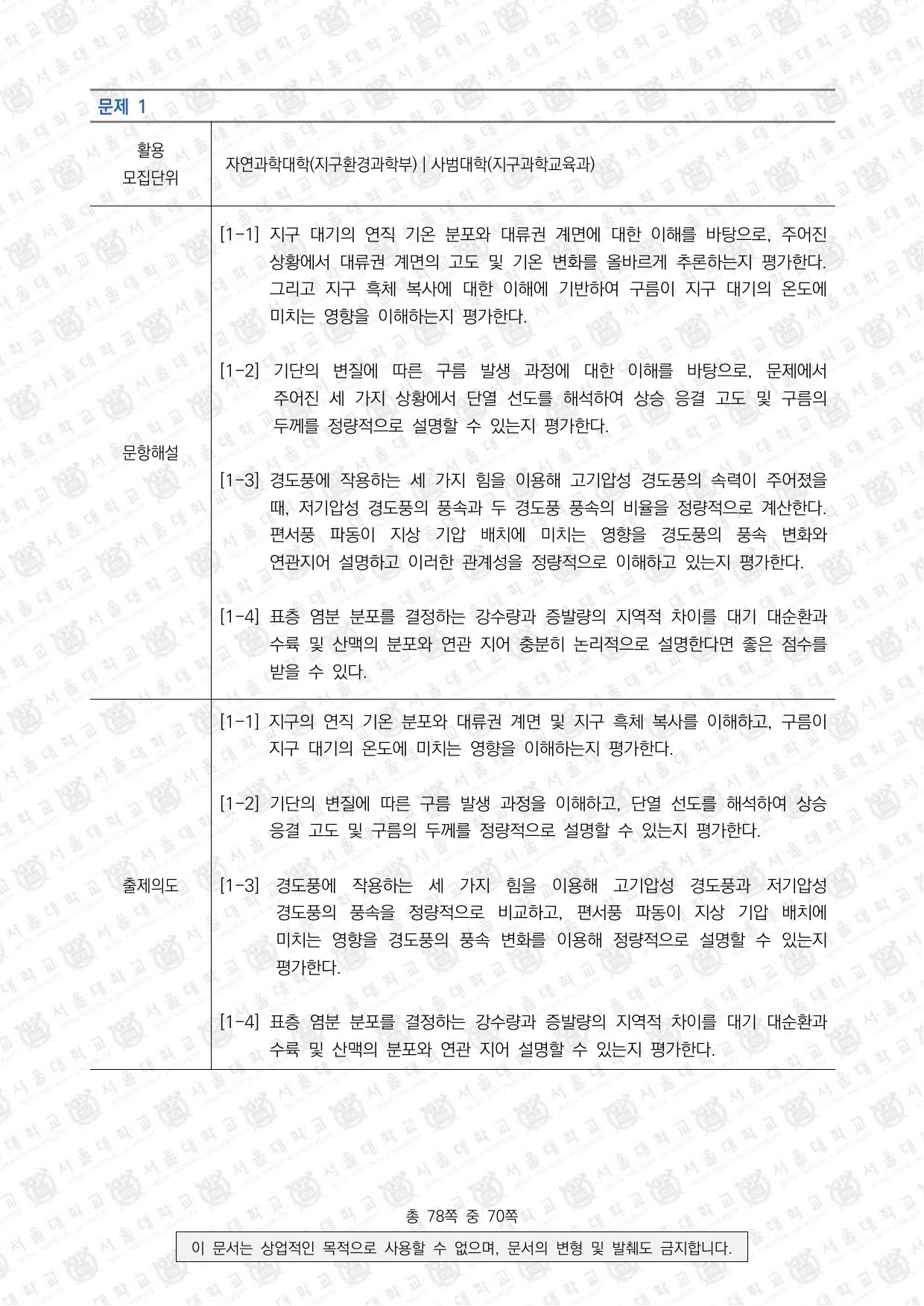 2026학년도 서울대학교 수시 일반전형 면접 및 구술고사 지구과학 5쪽