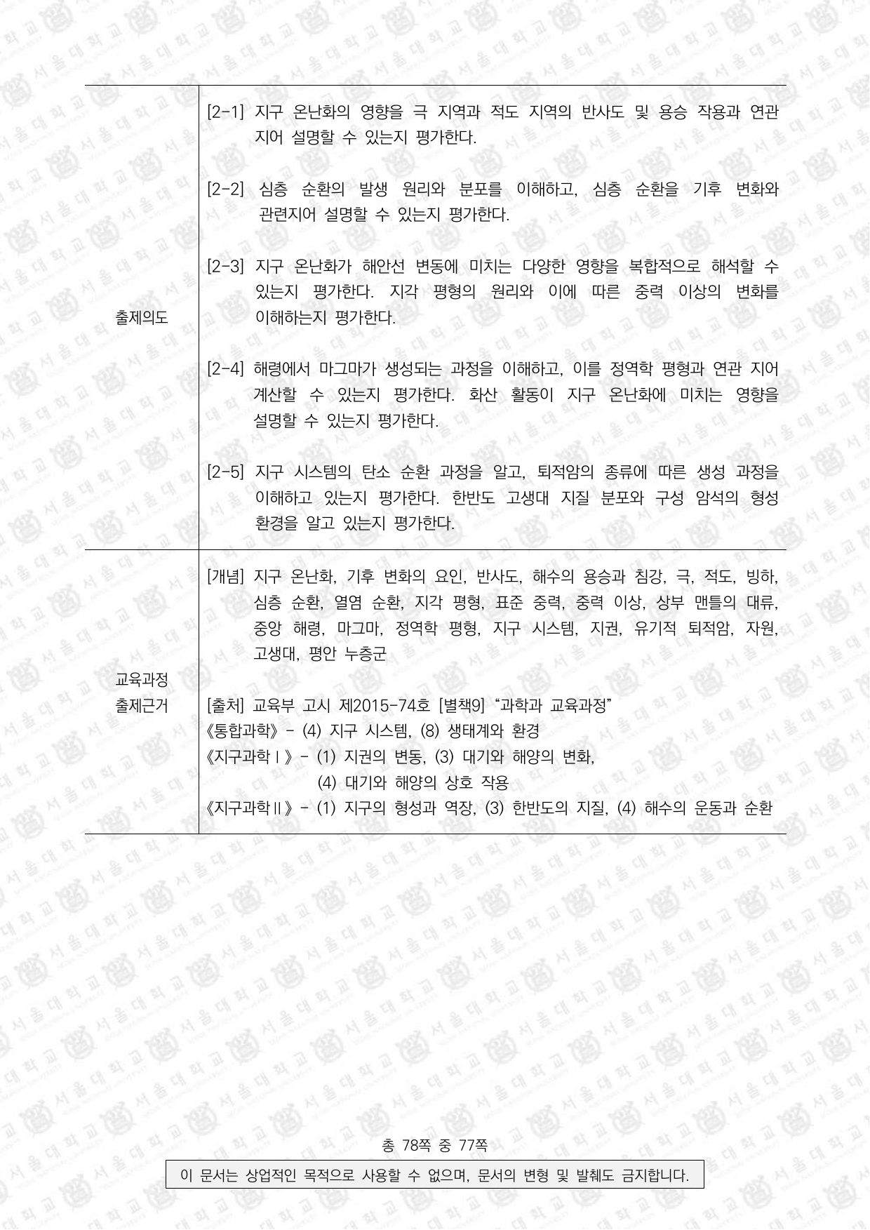 2026학년도 서울대학교 수시 일반전형 면접 및 구술고사 지구과학 12쪽
