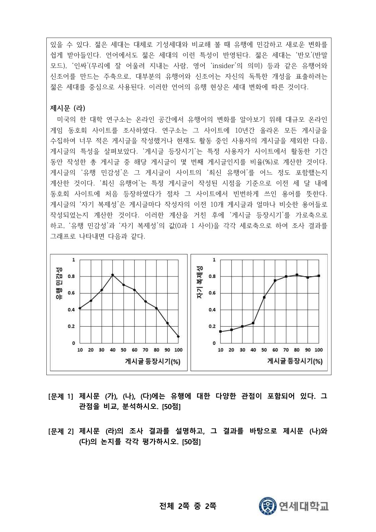 2023학년도 연세대학교 수시 학생부종합전형 활동우수형 기회균형 인문사회 2쪽